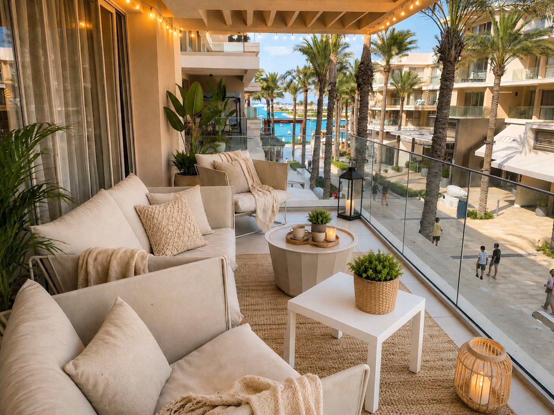 Marassi terrace overlooking the marina
